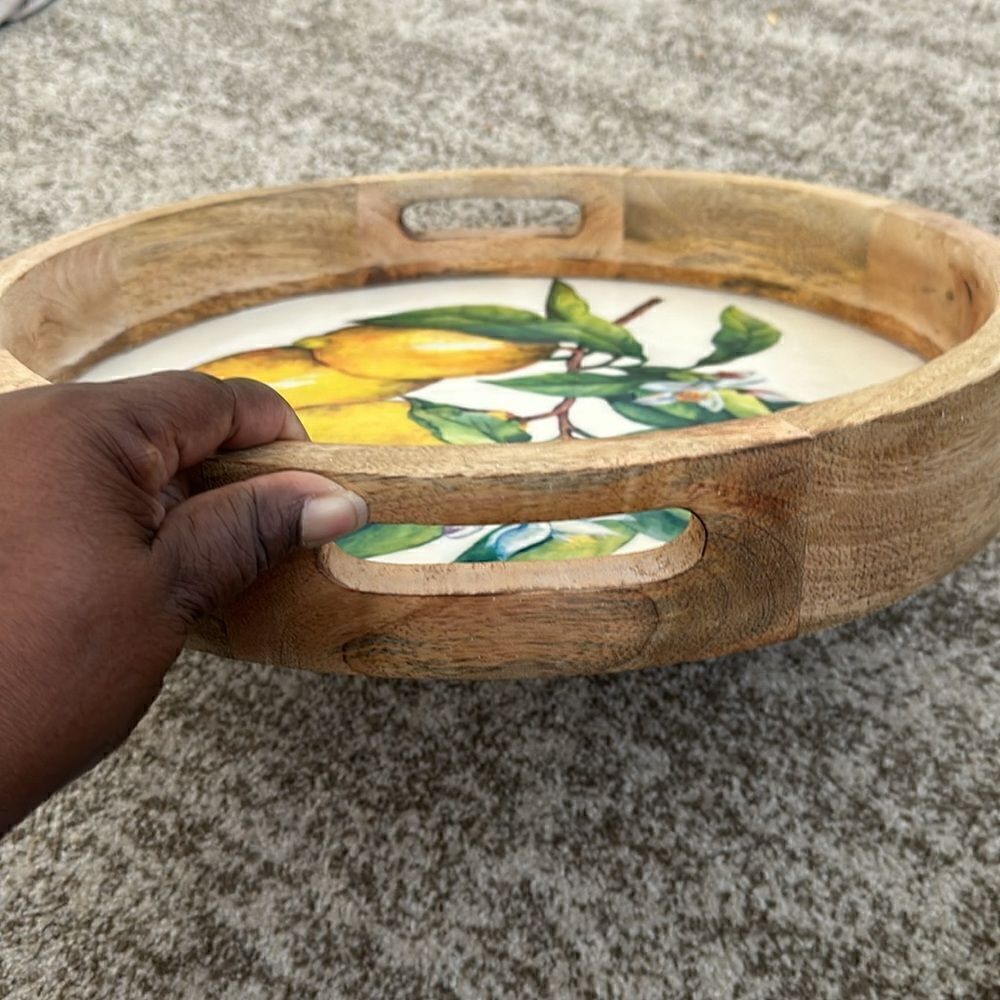 Home Essentials Round Wooden Tray - Picture 3 of 5